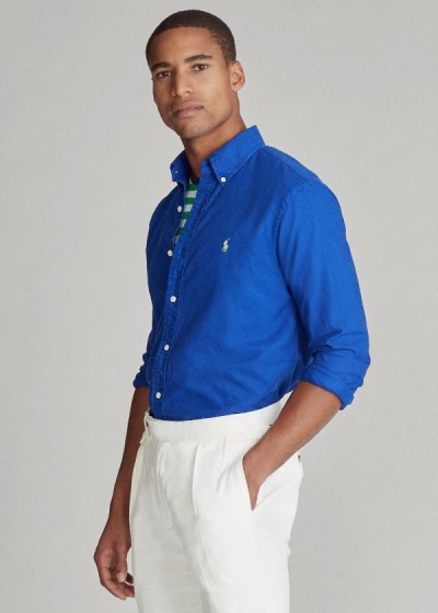 Camisa Oxford Polo Ralph Lauren Hombre Azul Rey Azules - Garment-Dyed - LCSYG4239